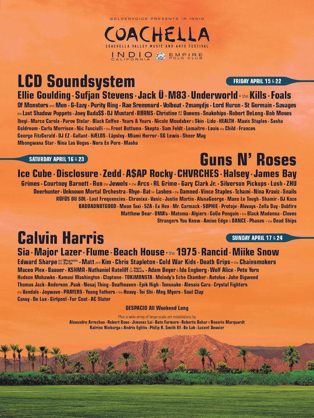 LCD Soundsystem, Guns N’ Roses, Calvin Harris to headline Coachella 2016