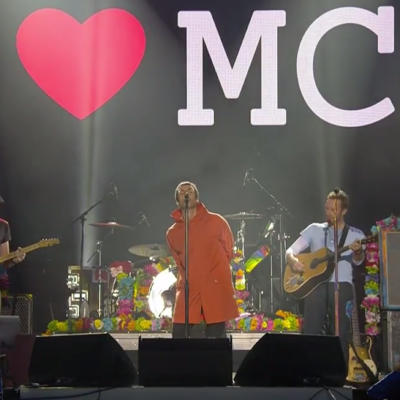 Watch Liam Gallagher play 'Live Forever' with Chris Martin at One Love Manchester