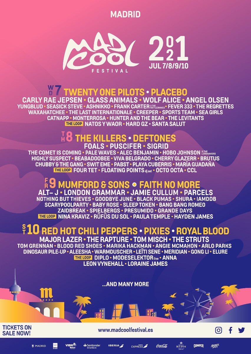 The Killers, Red Hot Chili Peppers, Pixies and more confirmed for Mad Cool 2021